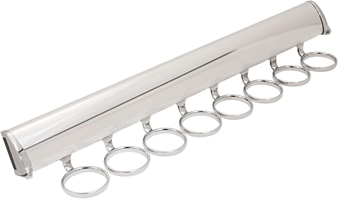 TAG Hardware Premium 8-Hook 17 7/8 Inch Long Full Extension Pullout Closet Wardrobe Scarf Rack