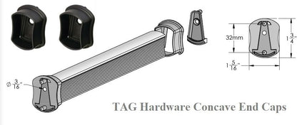 TAG Hardware 1 Pair Metal Premium Concave Wardrobe End Caps Support Flanges
