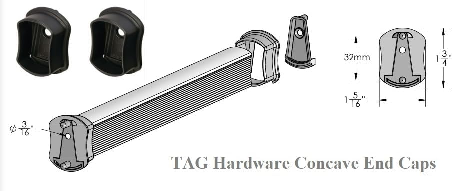 TAG Hardware 1 Pair Metal Premium Concave Wardrobe End Caps Support Flanges