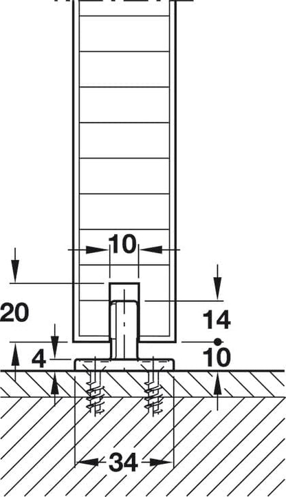 HAWA Junior 40/Z Single 88 Lb. Sliding Door Hardware Fitting Set Top Hung System with Upper Track 4' 7 1/8" up to 6' 6 3/4"