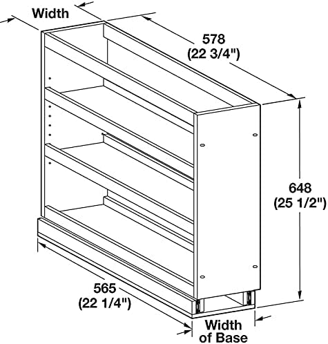 Häfele Soft-Close Base Cabinet Pullout Organizer with Adjustable Wood Shelves, Chrome Rails & Door Mount Brackets