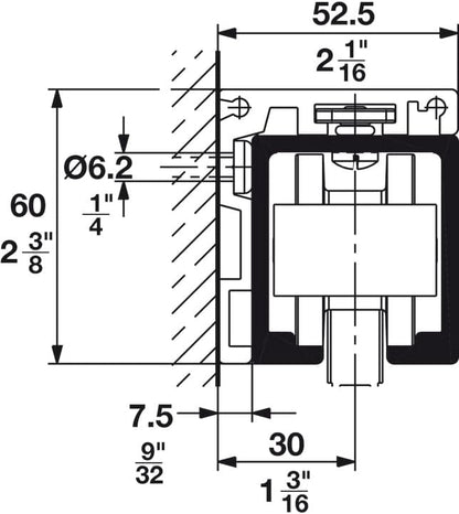 HAWA Junior 40/Z Single 88 Lb. Sliding Door Hardware Fitting Set Top Hung System with Upper Track 4' 7 1/8" up to 6' 6 3/4"