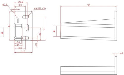 One Pair HR9000RL Rear Drawer Track Socket Mounting Back Plates Brackets, Plastic, White - Sold in Pair (Left and Right)