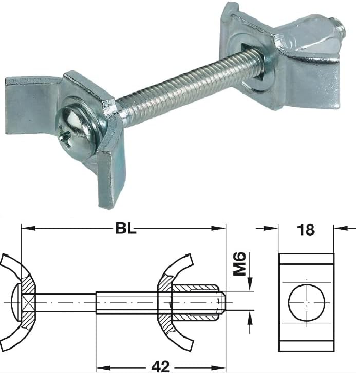 3-Inch Long Adjustable Steel Joint Bolts Fasteners for Recessed Work Surfaces and Countertops