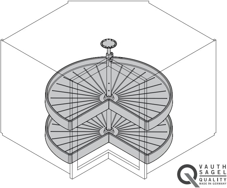 Vauth-Sagel Kidney Polymer Independently Rotating 2-Shelf Lazy Susan Set for for Corner Base Cabinet