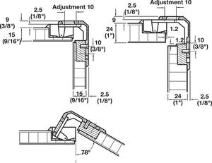 Heavy-Duty Full Inset Adjustable Concealed Pie-Cut Corner Cabinet Door Hinge – 78° Opening