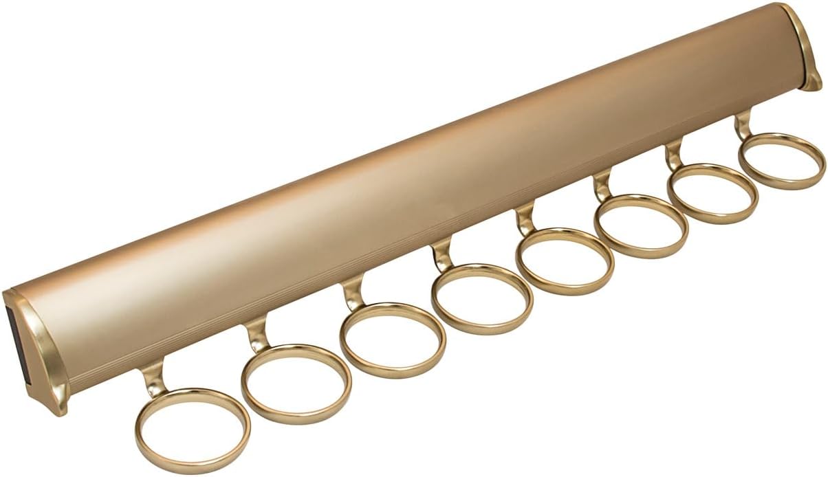TAG Hardware Premium 8-Hook 17 7/8 Inch Long Full Extension Pullout Closet Wardrobe Scarf Rack