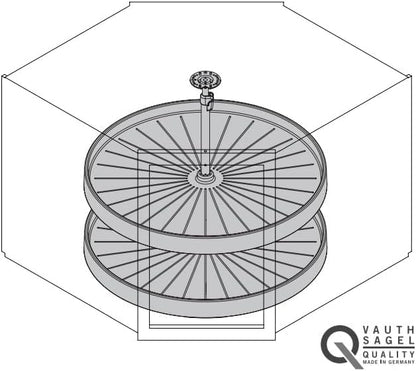 Vauth-Sagel Full-Round Polymer Independently Rotating 2-Shelf Lazy Susan Set for Diagonal Corner Base Cabinets