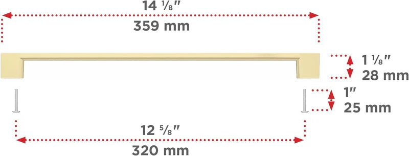Richelieu Hardware BP8160320160 Armadale Collection 12 5/8 in (320 mm) Center-to-Center Contemporary Cabinet Drawer Pull Satin Brass