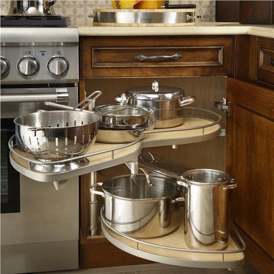 Lemans II Set 2-Shelf Lazy Susan with Soft-Close for Blind Base Corner Cabinets Champagne and Maple