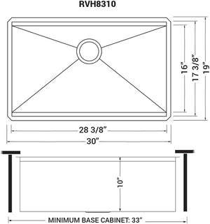 Ruvati 30-inch Workstation Ledge Undermount 16 Gauge Stainless Steel Kitchen Sink Single Bowl - RVH8310