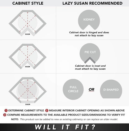 Hardware Resources Pie Cut Shaped Polymer 2 Shelf Lazy Susan for Corner Base Cabinet