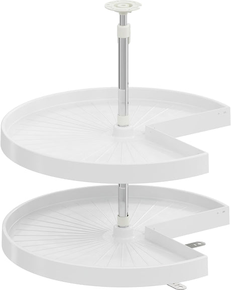 Vauth-Sagel Pie-Cut Polymer 2-Shelf White Lazy Susan for Diagonal Corner Base Cabinets