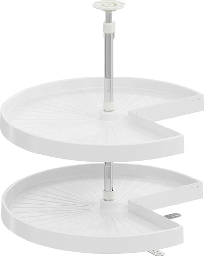Vauth-Sagel Pie-Cut Door-Mounted Polymer 2-Shelf White Lazy Susan for Diagonal Corner Base Cabinets