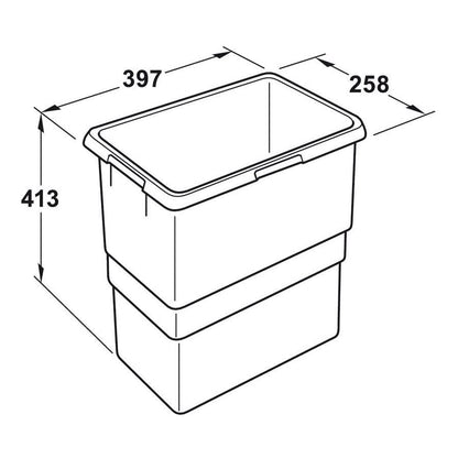 Hailo 29 Liters Replacement Waste Bin Euro Cargo Trash 30.64 Quart Capacity Gray