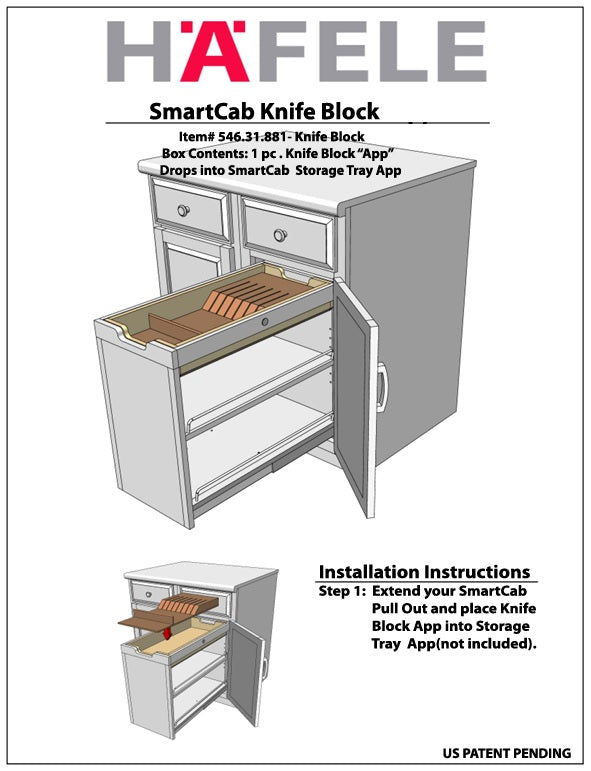 Hafele 546.31.881 Knife Block for SmartCab Pull-Out Cabinet Organizer