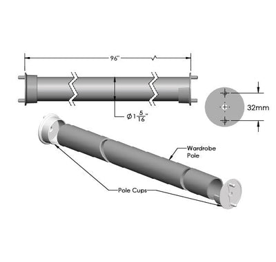 6 - Case or 8 - Case ProPack TAG Hardware Elite Faux Vegan Leather Wrapped Wardrobe Closet Poles - KI Home