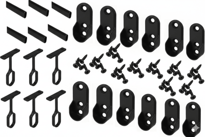 6 - Case ProPack | 8 FT (96") Oval Closet Wardrobe Rods Kit | Anodized Aluminum w/ 12 End Caps & 6 Center Supports - KI Home