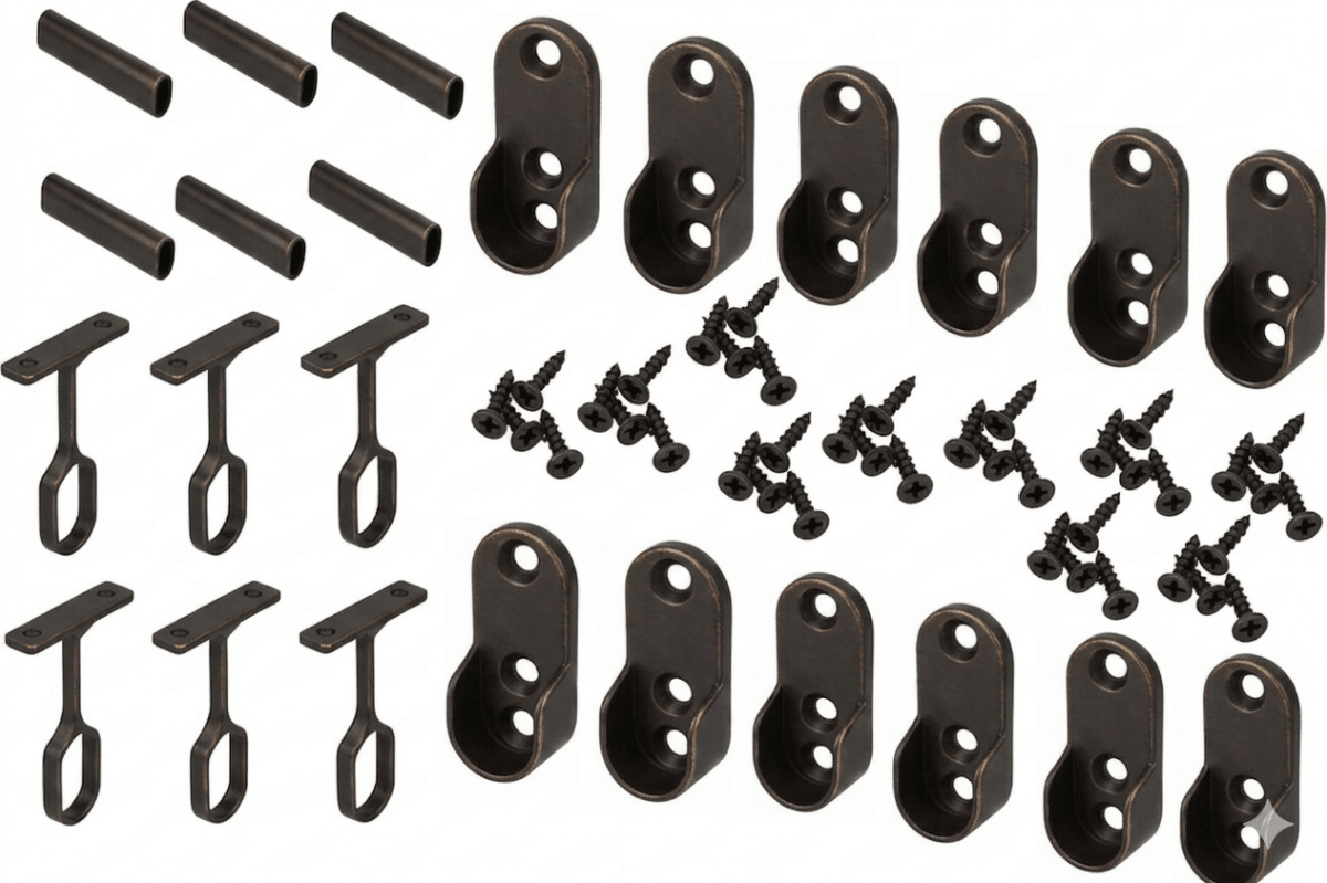 6 - Case ProPack 8 FT (96") Oval Closet Wardrobe Rods Kit with 12 End Caps and 6 Center Supports - KI Home