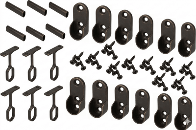 6 - Case ProPack 8 FT (96") Oval Closet Wardrobe Rods Kit with 12 End Caps and 6 Center Supports - KI Home