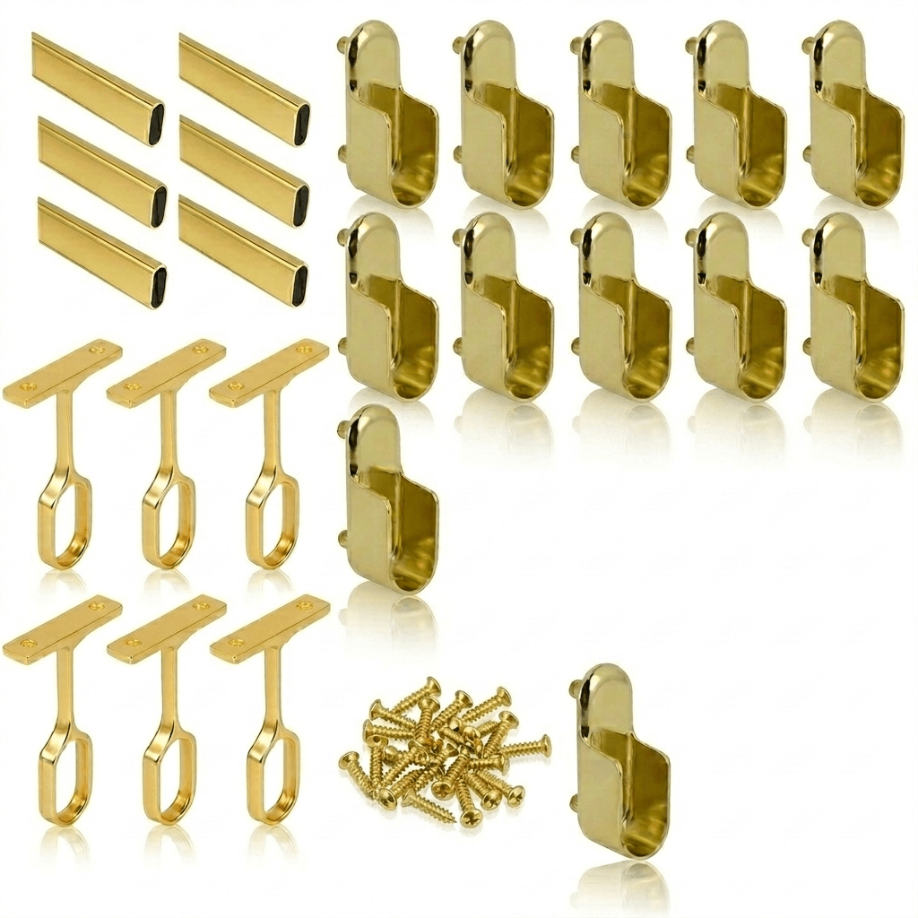 6 - Case ProPack 8 FT (96") Oval Closet Wardrobe Rods Kit with 12 End Caps and 6 Center Supports - KI Home