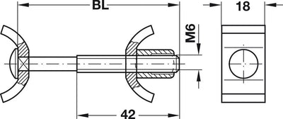 6 - Inch Long Adjustable Steel Joint Bolts Fasteners for Recessed Work Surfaces - KI Home