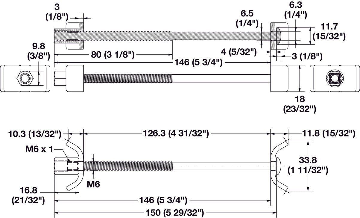 6 - Inch Long Adjustable Steel Joint Bolts Fasteners for Recessed Work Surfaces - KI Home