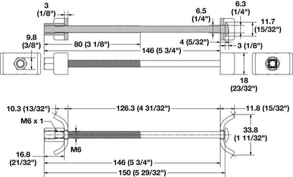 6 - Inch Long Adjustable Steel Joint Bolts Fasteners for Recessed Work Surfaces - KI Home