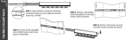 TAG Hardware Designer 15-Hook Tie Rack Closet Organizer with 11.75 Inch Extension