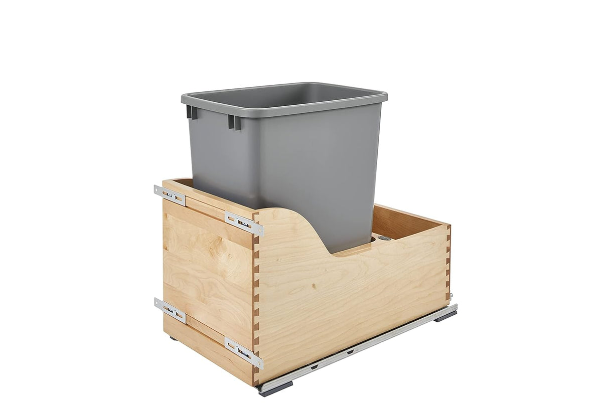 Rev-A-Shelf Pullout Trash Can Bottom Mounted with Rear Storage and Undermount Soft-Close Slides