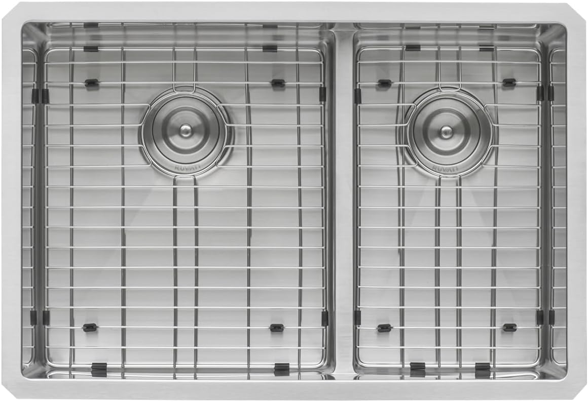 Ruvati 28-inch Low-Divide RVH7255 Undermount Tight Radius 60/40 Double Bowl 16 Gauge Stainless Steel Kitchen Sink