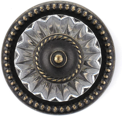 Richelieu Hardware BP16063244BB Montreuil 1 5/16-inch (33 mm) Clear and Burnished Brass Eclectic Cabinet and Drawer Knob