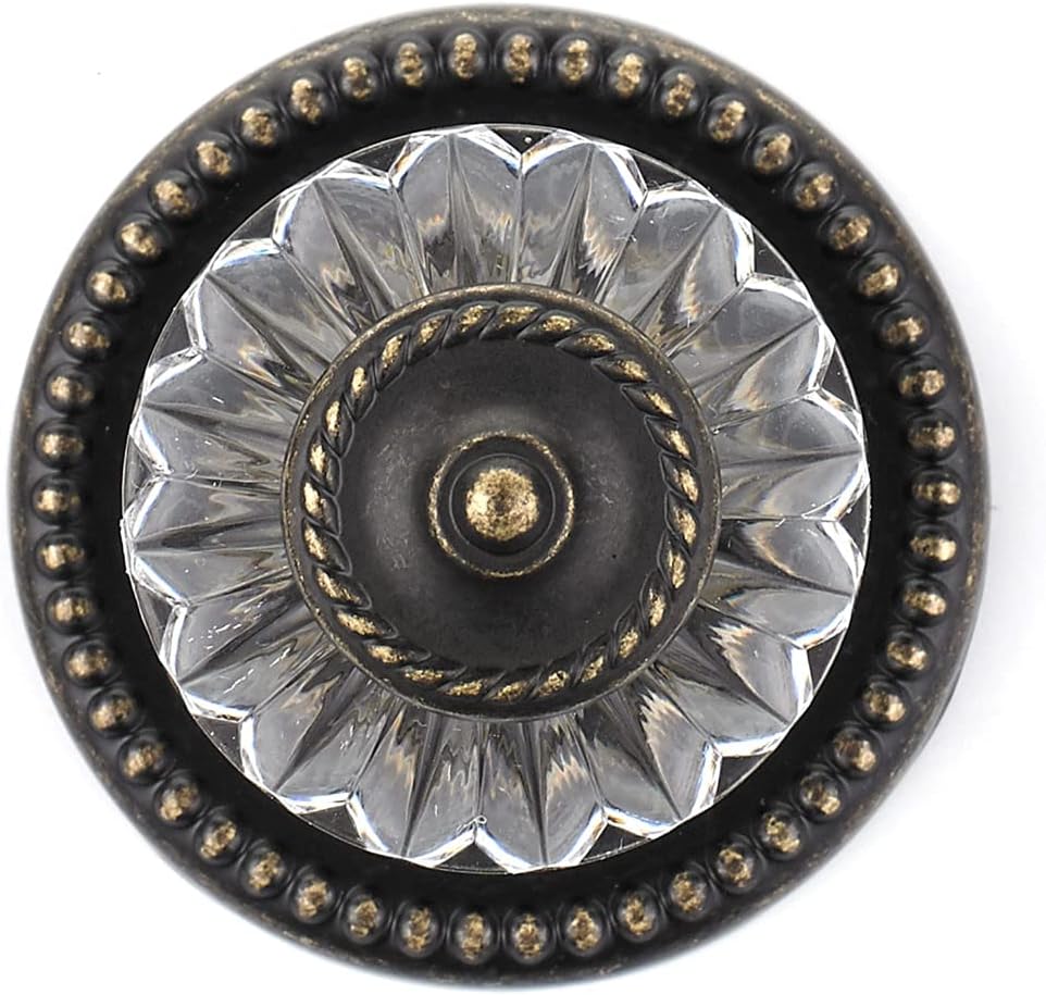 Richelieu Hardware BP16063244BB Montreuil 1 5/16-inch (33 mm) Clear and Burnished Brass Eclectic Cabinet and Drawer Knob