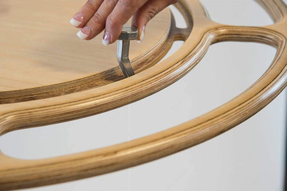 Glideware Not-So-Lazy Wood Kidney Shape Swiveling Lazy Susan Hooks Pots and Pans Organizer with 7 Metal for Corner Base Cabinet