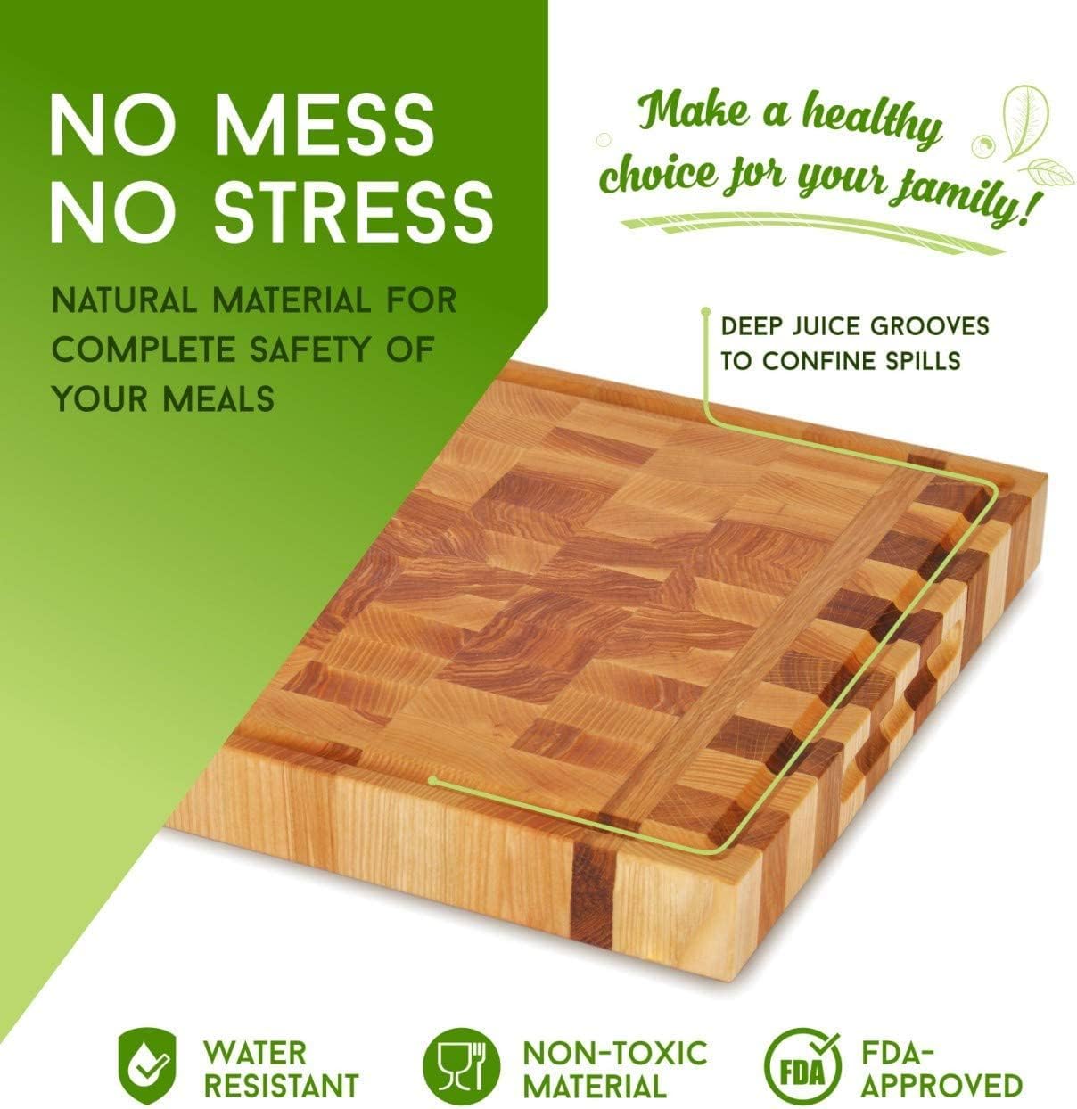 Richelieu Butcher Block Extra Large 19.62" x 15.75" x 1.5" Canadian Maple End Grain Board for Cooked meats