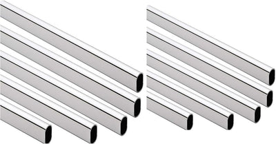 10-Case ProPack Welded Steel Oval Polished Chrome Wardrobe Closet Rods - 98 7/16" (8' 2-7/16") Length – Heavy-Duty Construction