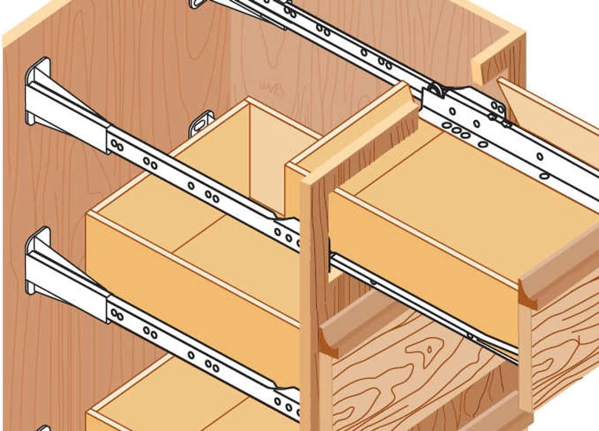 2-Pack White Drawer Slide Rear Socket Blum Euro Cabinet Drawer Slides, Right & Left with Installation Screws
