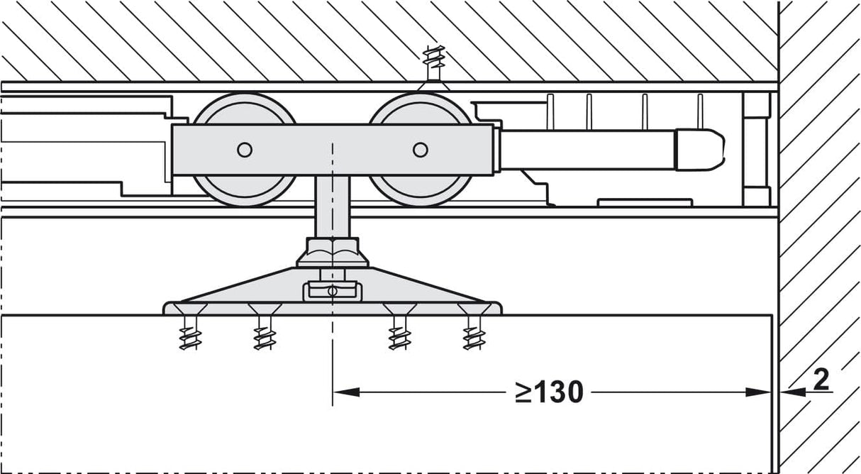 HAWA Junior 80/Z Single 176 Lb. Sliding Door Hardware Fitting Set Top Hung System with Upper Track 6' 6 3/4"