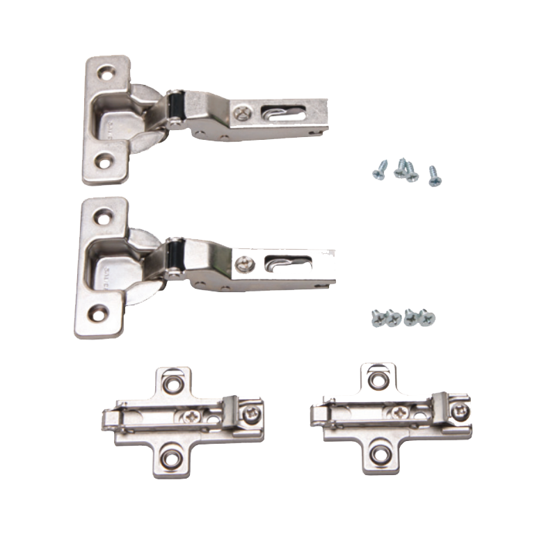 Knape and Vogt Salice Full Inset Press-In Concealed Euro Free-Swinging Cabinet Door Hinge Kit with 90 Degree Opening Angle and 3-Way Adjustment - Pair