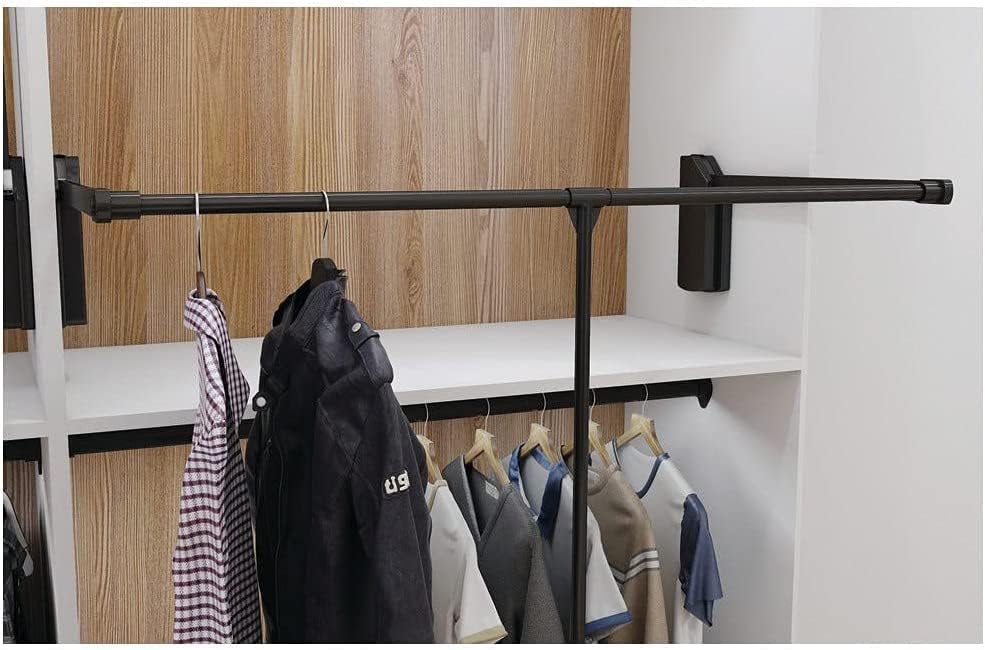 Hardware Resources 45 LB Weight Capacity Soft-Close Heavy-Duty Steel Closet Side-Mounted Wardrobe Lift with Adjustable Width