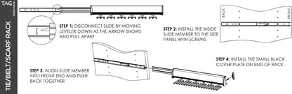 TAG Hardware Premium 5-Ring Full Extension Pullout Closet Wardrobe Scarf Rack