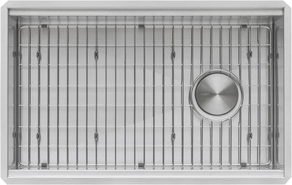 Veniso Nova Ruvati 33-inch Workstation Slope Bottom Offset Drain Undermount 16 Gauge Kitchen Sink with Black Composite Cutting Board – RVH8597
