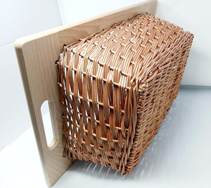 Hand-Woven Pull-Out Wicker Basket with Beech Wood Handles and Runners Made in Poland