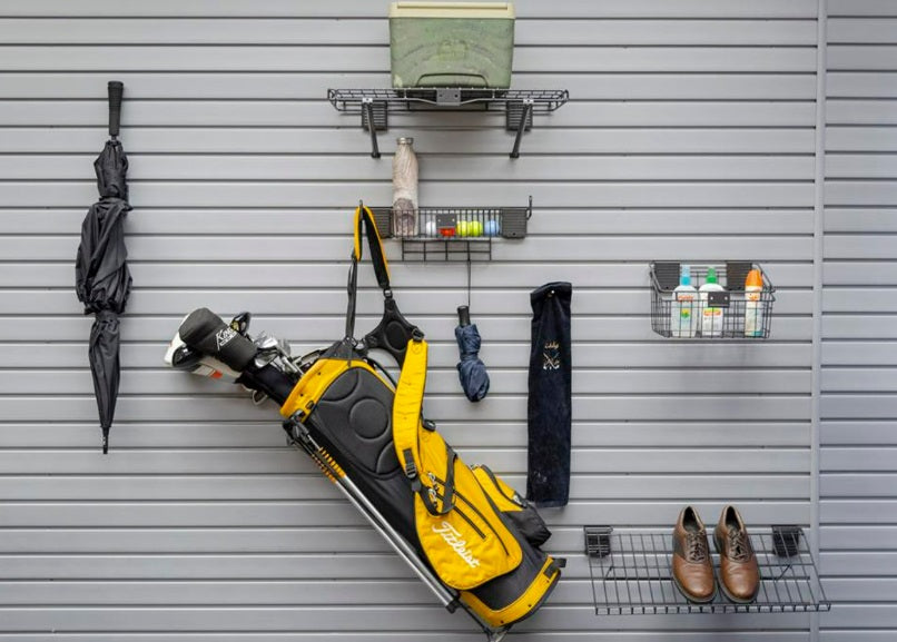 HandiWALL® Golf Accessory Kit with Locks – 6-Piece Set | Heavy-Duty Steel | Graphite Finish