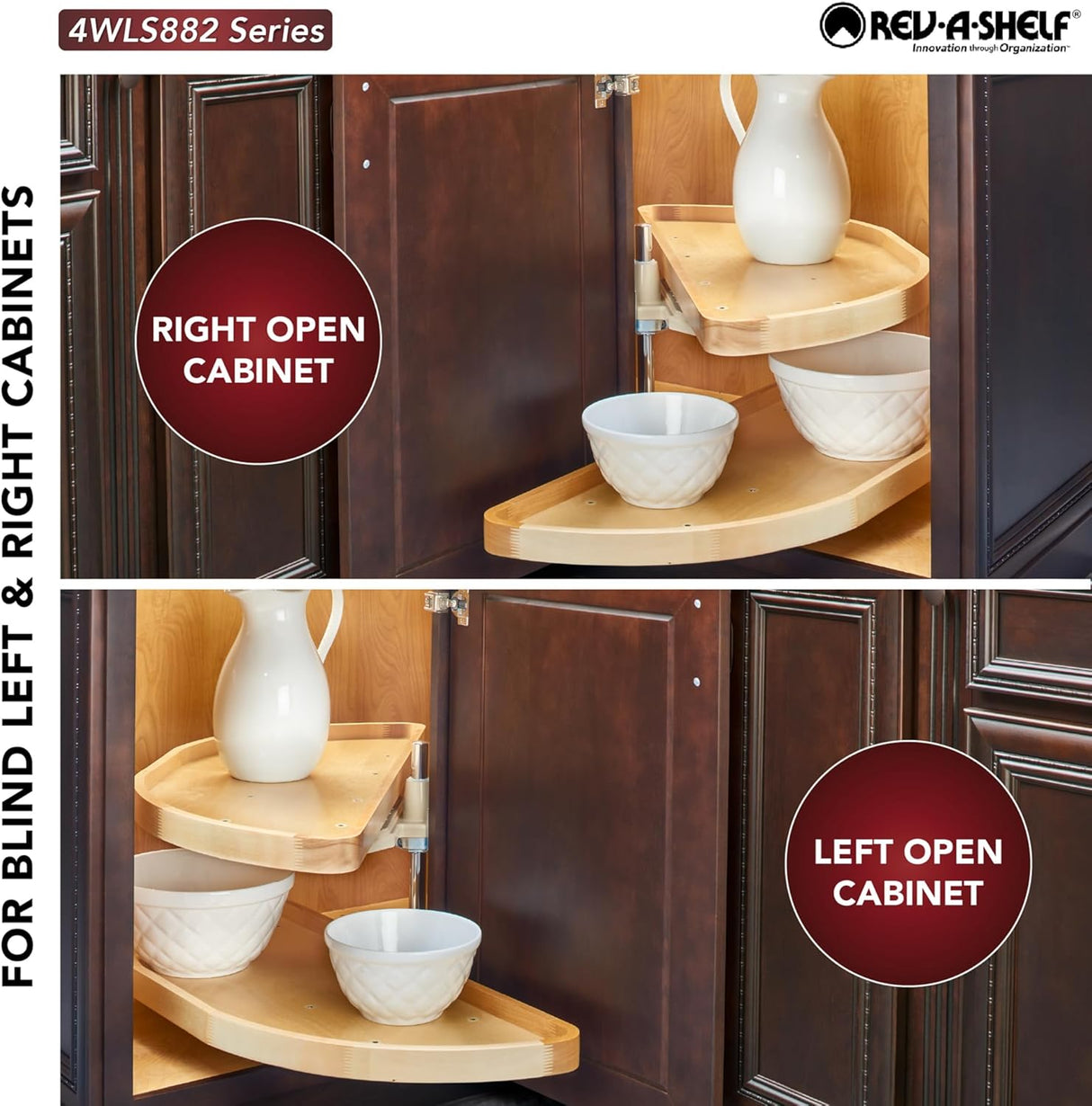 Rev-A-Shelf Pull-Out Half Moon Lazy Susan Shelf Sliding Organizer for Blind Corner Cabinets