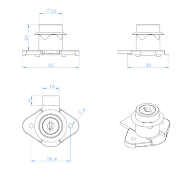 Richelieu Series 1402 Cam Lock – Cabinet & Drawer Security (Chrome)