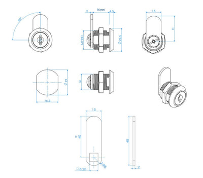 Richelieu BP1407 Cam Lock – Chrome Cabinet & Drawer Security (For Panels up to 12mm)