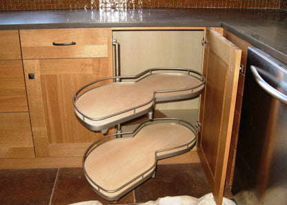 Lemans II Set 2-Shelf Lazy Susan with Soft-Close for Blind Base Corner Cabinets Champagne and Maple