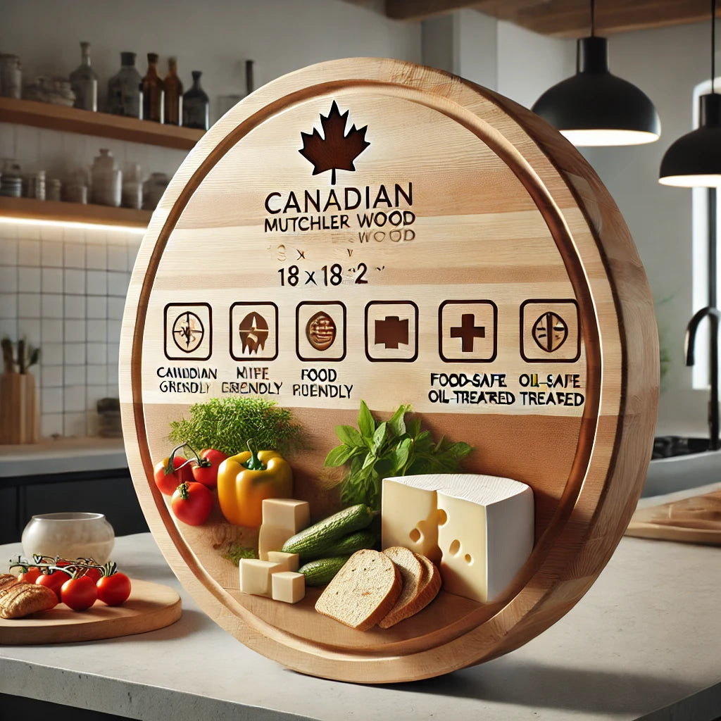 Richelieu Butcher Block Extra Large 18" x 18" x 2" Round Canadian Maple Cutting Board