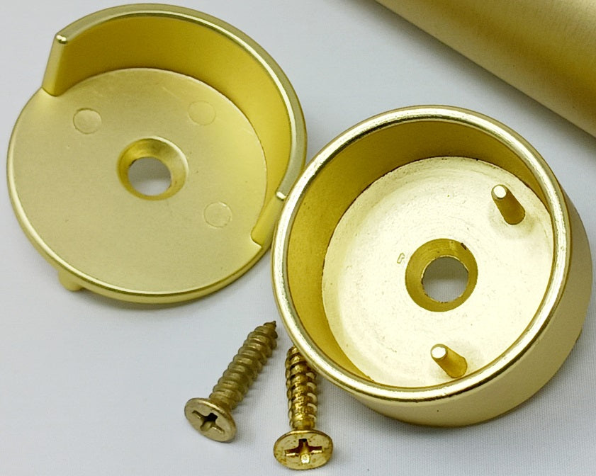 One Pair Round 1 5/16 Inch Diameter Wardrobe Closet Rod End Supports with Installation Screws Matte Brass